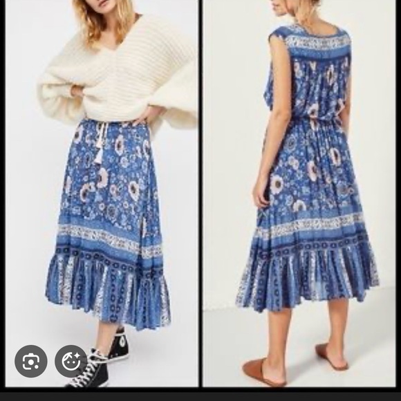 Spell Dresses & Skirts - SPELL Zahara Midi Skirt Floral Blue and White Midi Skirt Size Small